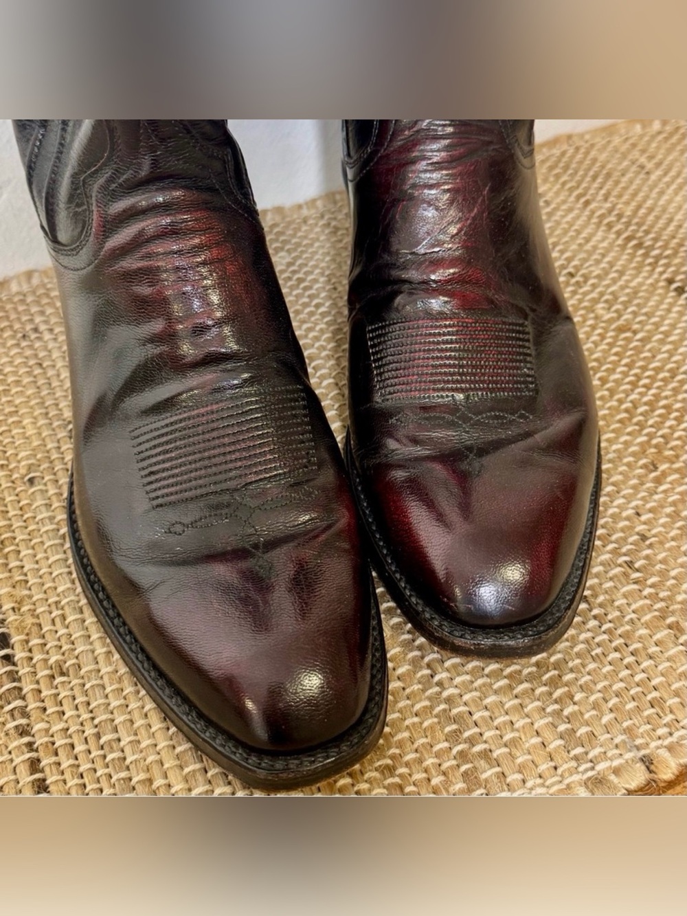 Dan Post Men's Western Cowboy Boots in Oxblood Cherry Black - Picture 3 of 7